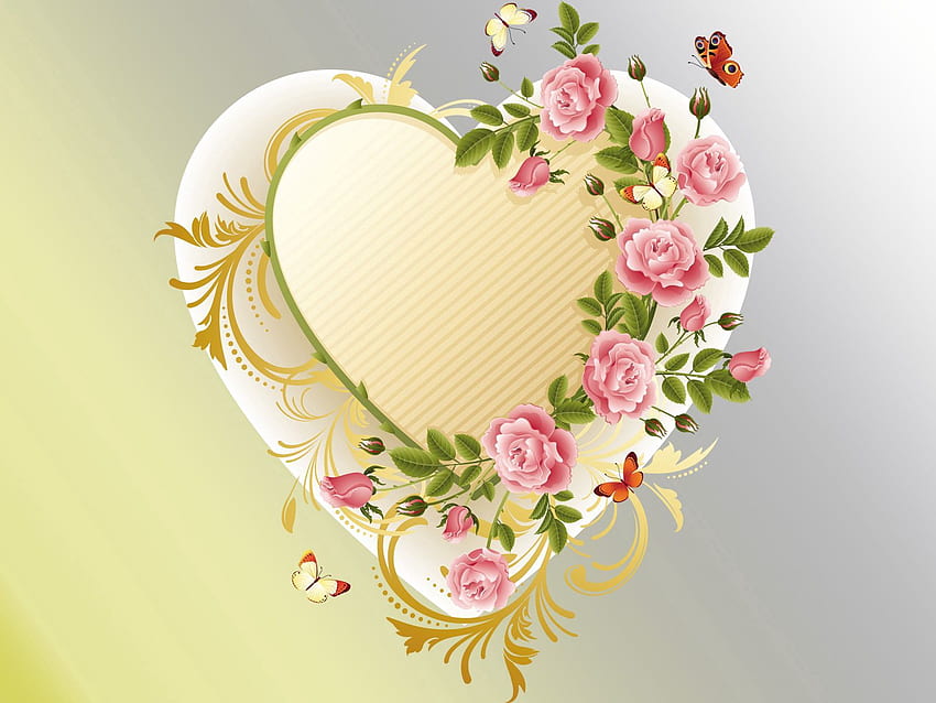 Flowers, Background, Love, Patterns, Heart HD wallpaper