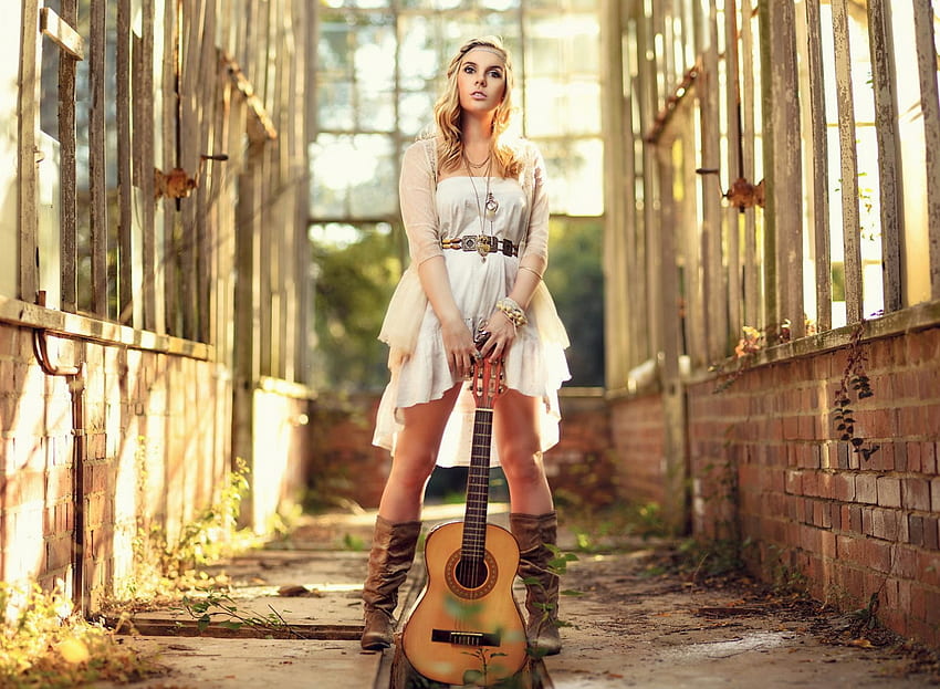 .wiki-Girl-With-Guitar-Chic-Country-Style- HD-Hintergrundbild