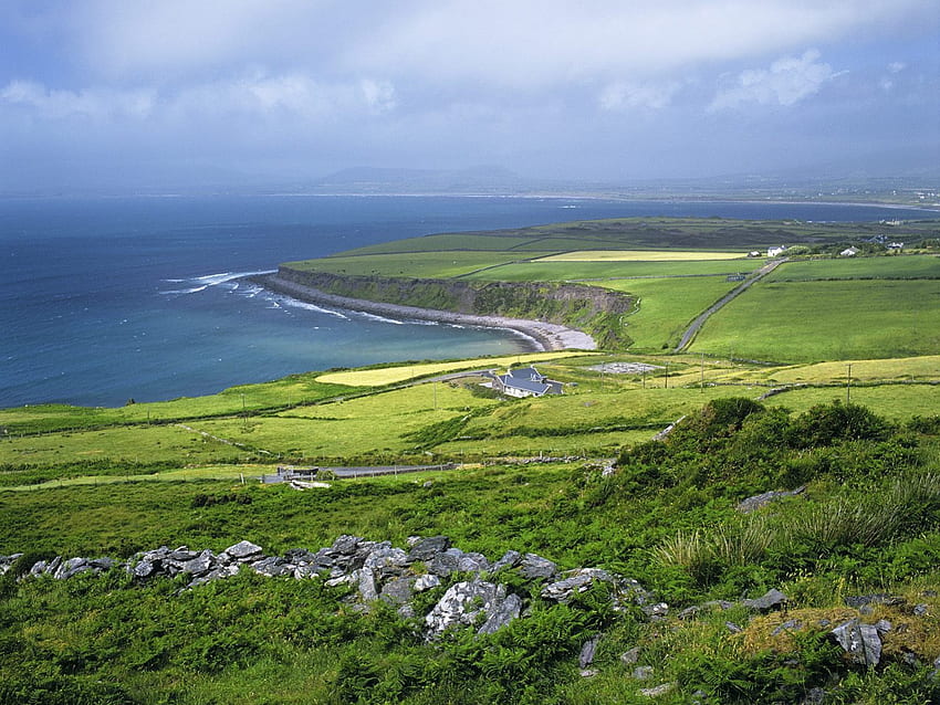 Ballinskelligs Bay County Kerry アイルランド、湾、海、草、アイルランド 高画質の壁紙