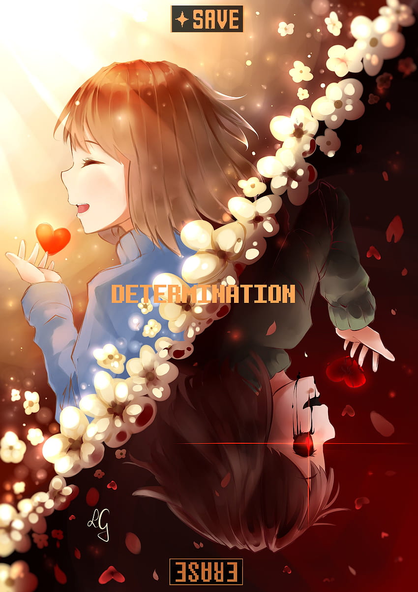 Undertale Frisk And Chara Determination HD phone wallpaper