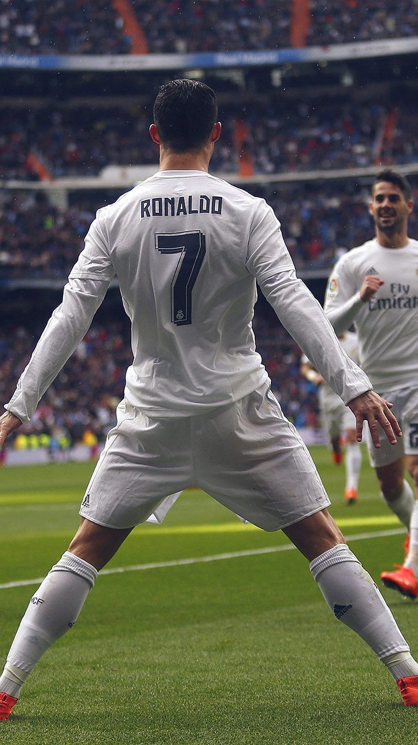 RONALDO NÚMERO 7 REALMADRID SOCCOR IPHONE. Ronaldo, Cristiano Ronaldo, Futebol, CR7 Real Madrid Papel de parede de celular HD