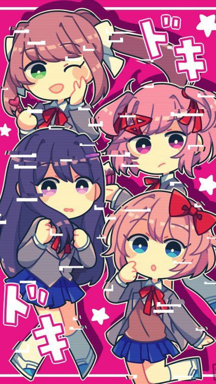 Doki Doki L. Club, Natsuki, Monika, Doki Doki Literature Club, Yuri, Sayori, Doki Doki HD phone wallpaper