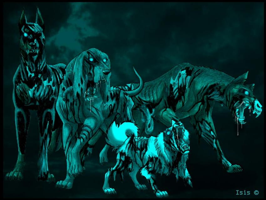 Zombiedogs: oleh IsisMasshiro, zombie, menakutkan, anjing, jahat, gelap, setan, zombie, horor, ganas, binatang buas Wallpaper HD