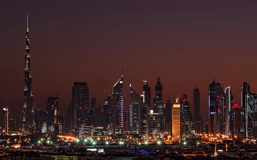 Dubai, United Arab Emirates, Night, Home, High Rise 16:10 Background, Downtown Dubai HD wallpaper