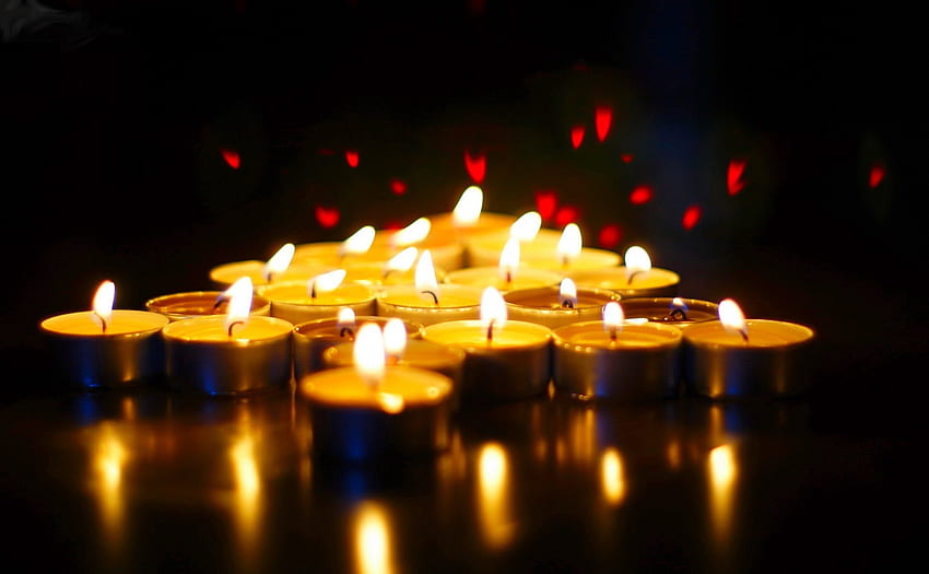 CANDLE LIGHTS เทียน ไฟ ความรัก กลีบดอกไม้ วอลล์เปเปอร์ HD