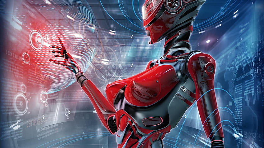 Gadis Cyborg, Sci Fi, Antarmuka Pengguna, Robot Wallpaper HD