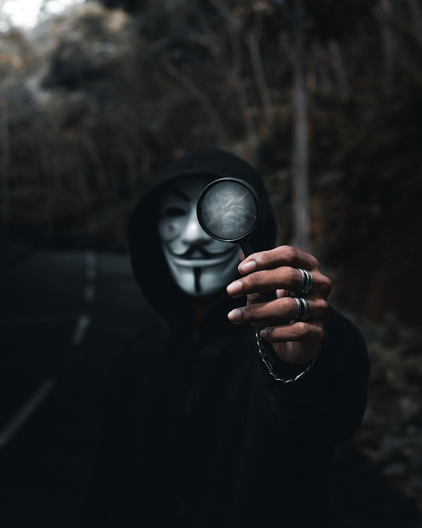 Anonymous, Hand, , , Mask, Human, Person, Magnifier HD phone wallpaper
