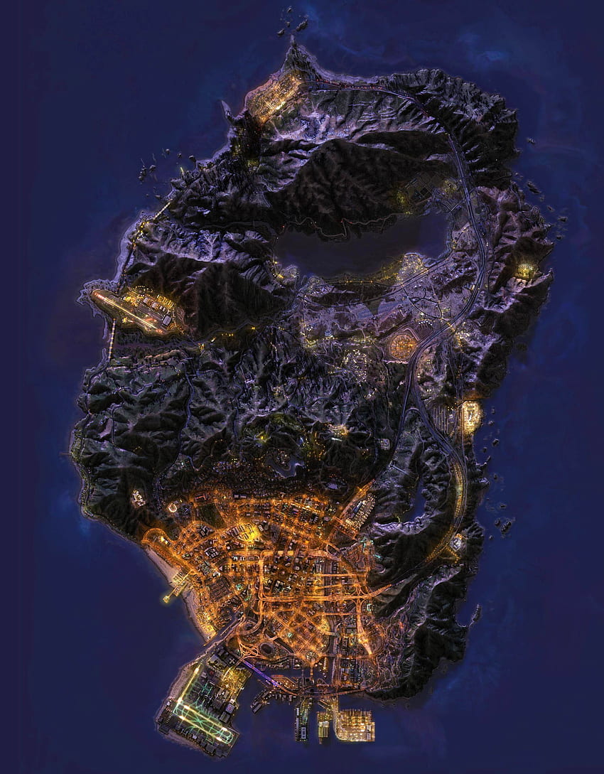 High definition night map of GTA V - GTA V / Grand Theft Auto 5 HD phone wallpaper