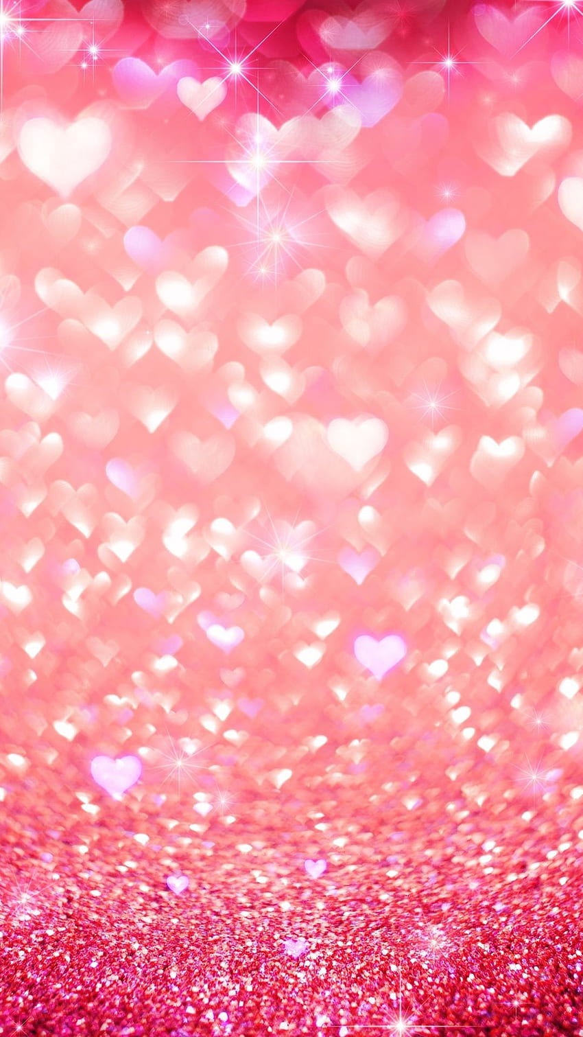 Różowe serce Love, połysk, brokat IPhone 8 7 6 6S, czerwony brokat Tapeta na telefon HD