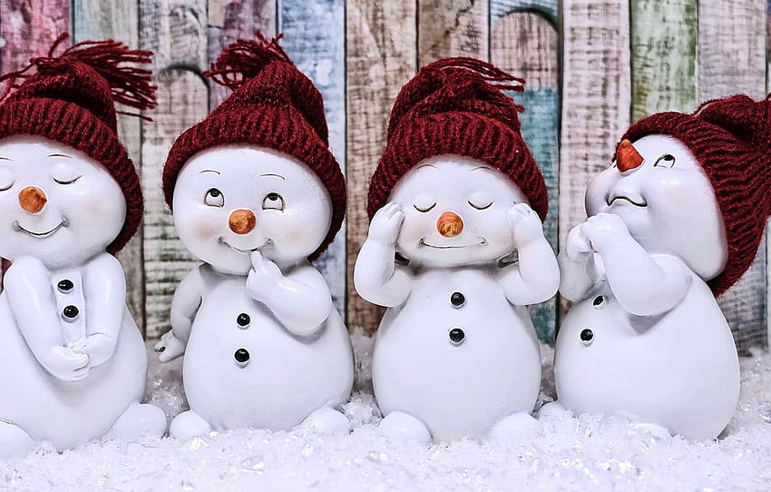 figure, berretto, pupazzi di neve, carino per , sezione разное Sfondo HD