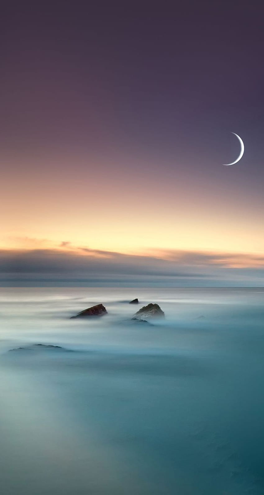 Scenic Lake Fog Mist Moon Eclipse Ios 8 iPhone 5 HD phone wallpaper