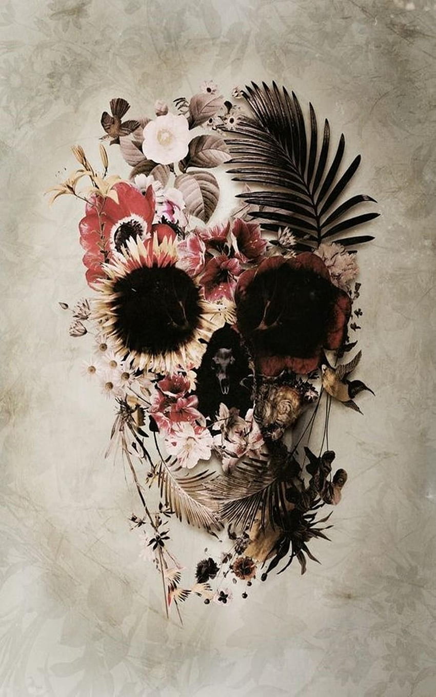 Sugar Skull for Android, Floral Skull HD phone wallpaper