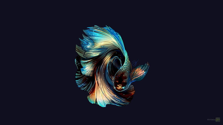 Blue, brown, and beige siamese fighting fish, fish, manipulation HD ...