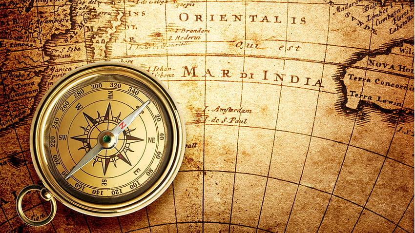 Vintage Compass, compass, sailing, shipping, paper, vintage, map, travel HD wallpaper