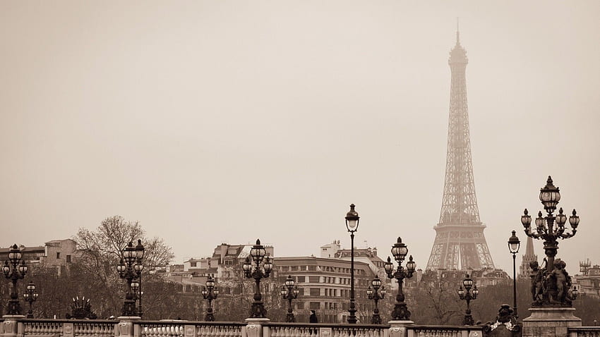 Paris em preto e branco para 1920, arquitetura francesa papel de parede HD