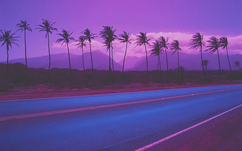 Vaporwave - Aesthetic Purple Road - HD wallpaper