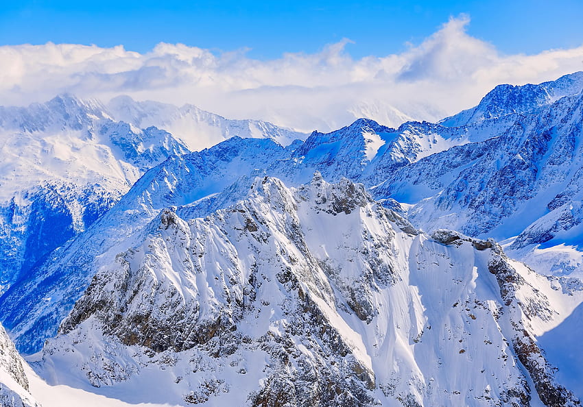 Natur, Berge, Schnee, Scheitelpunkt, Gipfel, schneebedeckt, schneebedeckt HD-Hintergrundbild