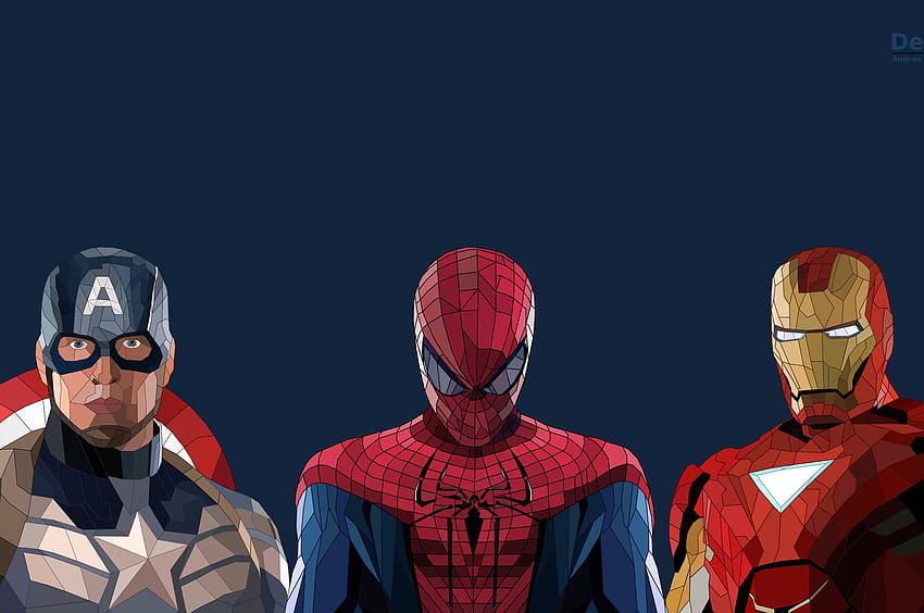 Spiderman Iron Man Captain America Low Poly Artwork Chromebook Pixel , ,  Background, and, Spiderman Ironman HD wallpaper | Pxfuel