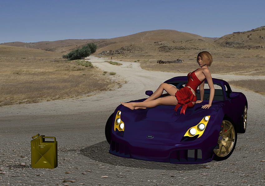 Gadis tanpa bahan bakar II, bahan bakar, masalah, mobil, jalan, gadis, jalan raya Wallpaper HD