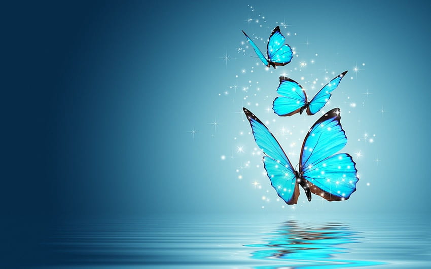 Blaue Schmetterlinge, Schmetterlingskunst HD-Hintergrundbild