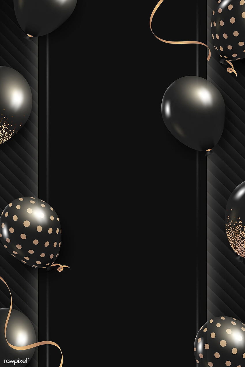 Vector de diseño de marco de globos de fiesta Glitz. / Kappy Kappy. Diseño de marco, Globos, Marco de globo, Globos negros y dorados fondo de pantalla del teléfono