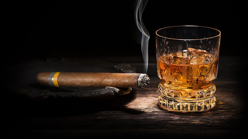 Zigarre, Whisky U HD-Hintergrundbild