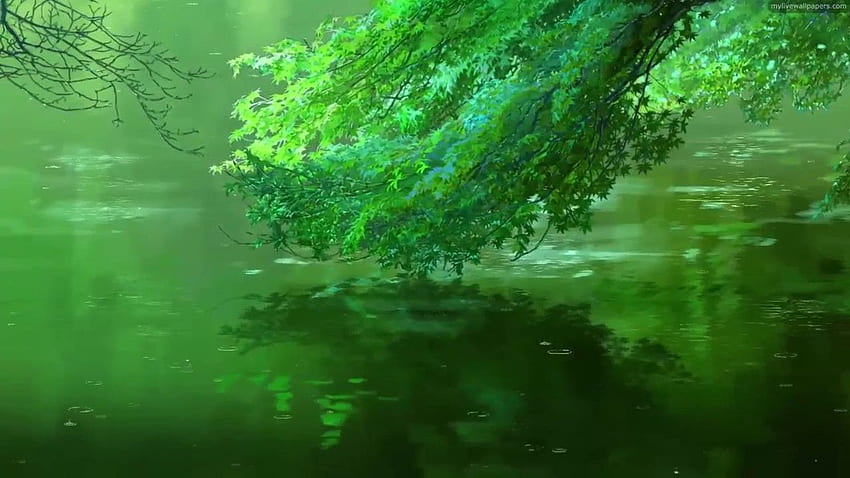 Engine - Anime Green Leaves Animated, Green Anime Aesthetic HD wallpaper