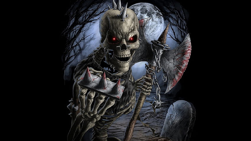 scary skeleton skull - HD wallpaper