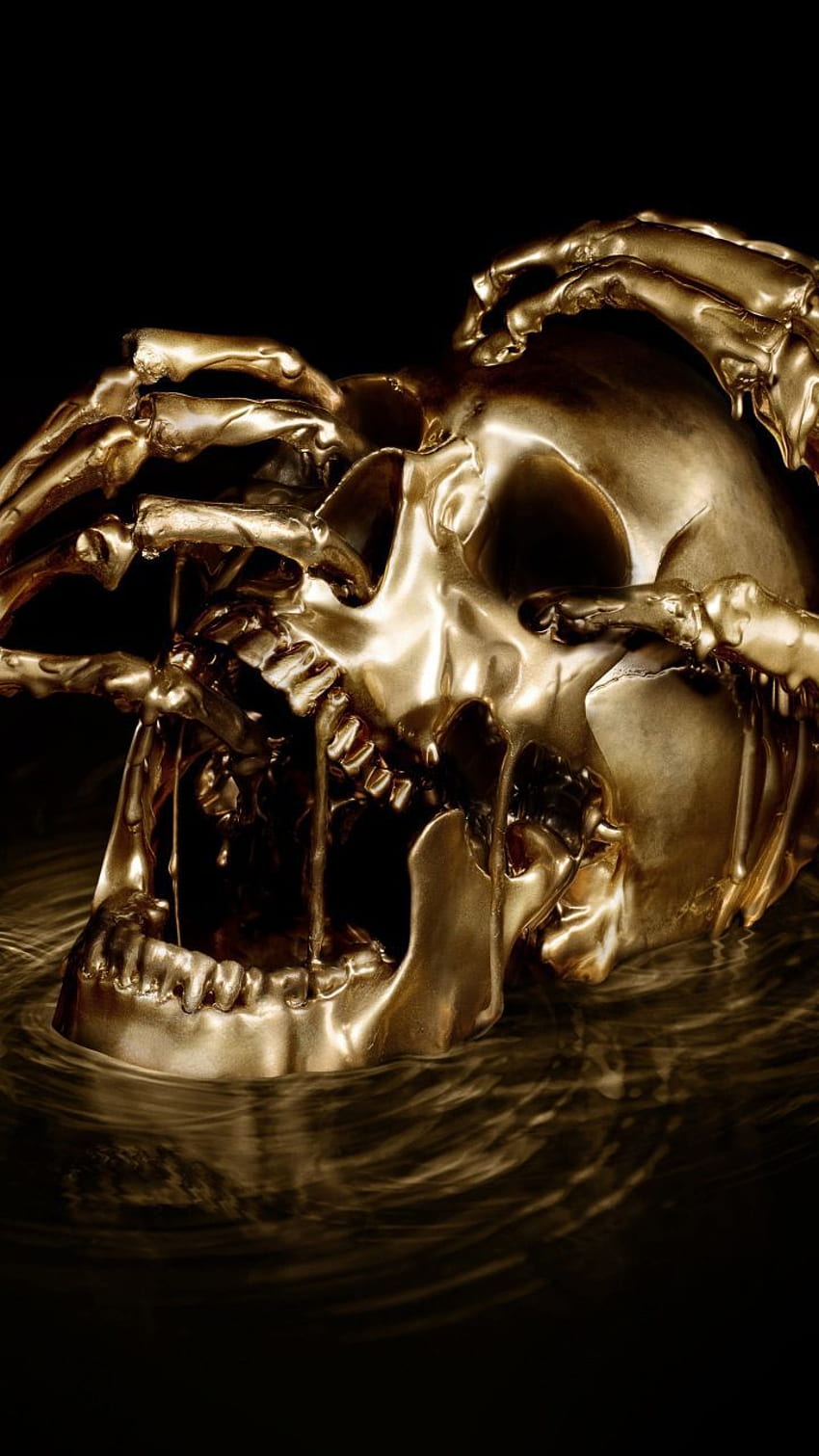 Skull, horror, black sails, digital art,, Black Metal Skull HD phone wallpaper