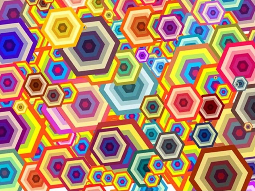 HEXAGONS, hexagon, shapes, colors, sizes HD wallpaper