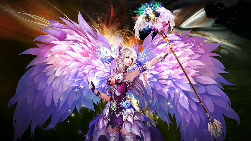 Woman Wings Scepter Energy . Woman Wings Scepter Energy stock, Purple Angel HD wallpaper