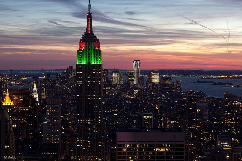 Cities, Sunset, City, New York, Empire State Building HD wallpaper