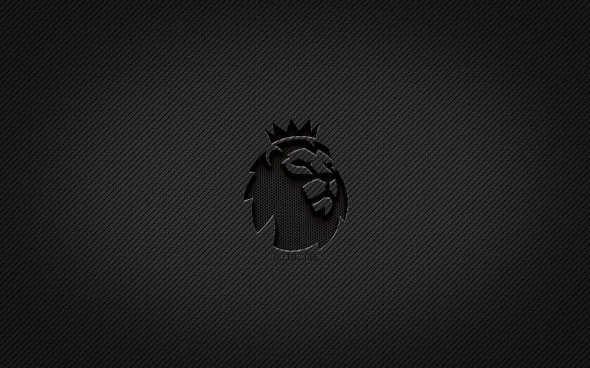 Logotipo de carbono da Premier League, arte grunge, fundo de carbono, criativo, Logotipo preto da Premier League, liga esportiva, Logotipo da Premier League, Premier League papel de parede HD