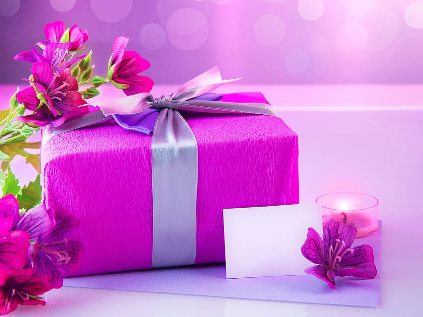 Fröhlichen Valentinstag!, Valentinstag, Rosa, Schachtel, Blume, Karte, Geschenk HD-Hintergrundbild