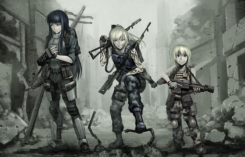 armor black eyes blonde hair blue eyes boots fallout gloves gun, Fallout Anime HD wallpaper