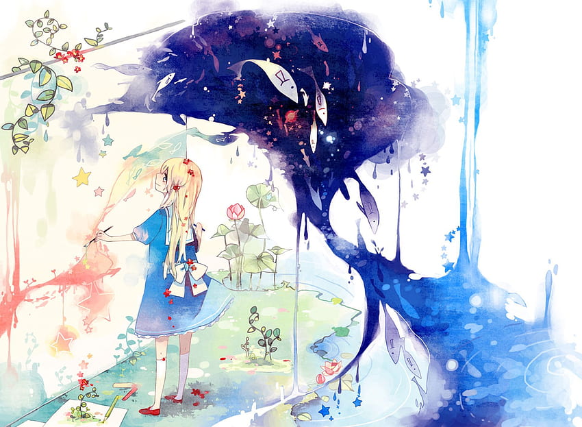 Watercolour, Anime Watercolor HD wallpaper