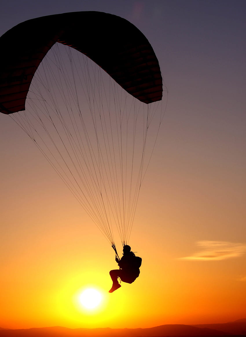 Sports, Sky, Silhouette, Flight, Human, Person, Paragliding, Paraglider HD phone wallpaper