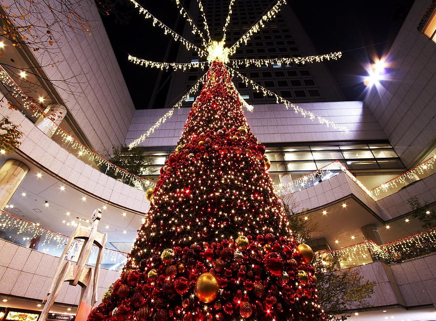 Feiertage, Spielzeug, Weihnachten, Urlaub, Weihnachtsbaum, Halle, Einkaufszentrum, Einkaufszentrum HD-Hintergrundbild