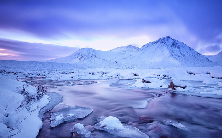 Bach, Gletscher, Winter HD-Hintergrundbild