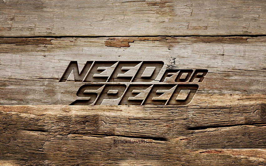 NFS 나무 로고, , 나무 배경, Need for Speed, 게임 브랜드, NFS 로고, 크리에이티브, 나무 조각, NFS, Need for Speed ​​로고 HD 월페이퍼