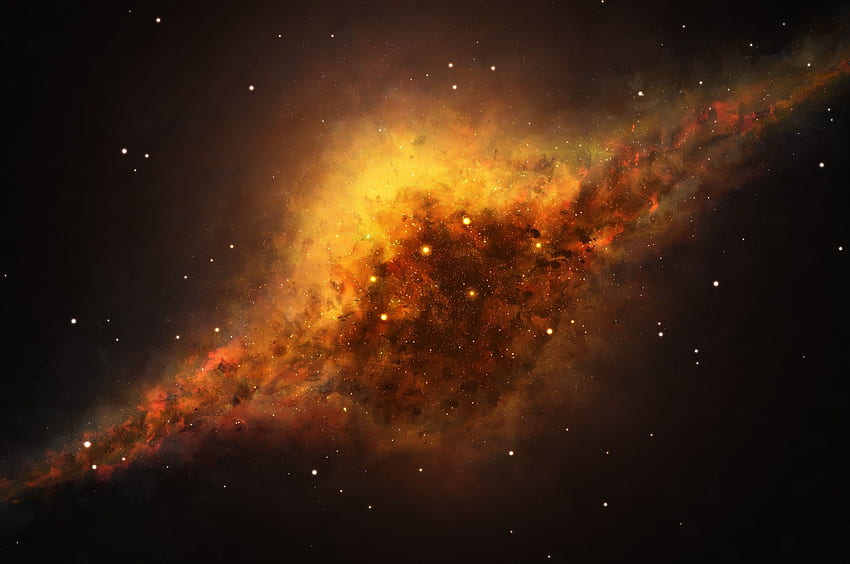 Gelb, Nebel, Sterne, Orange HD-Hintergrundbild