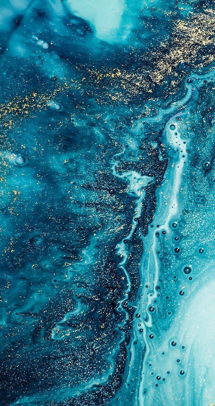 Blauer Glitzermarmor, Ozean-Aquarell HD-Handy-Hintergrundbild