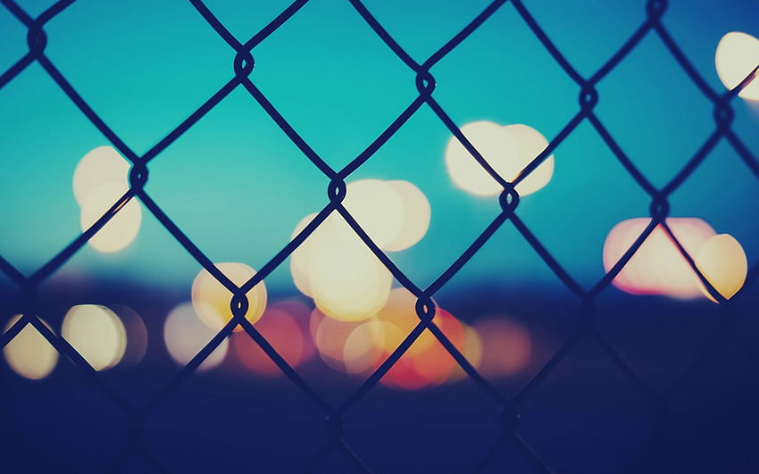 fences, bokeh, chain link fence HD wallpaper