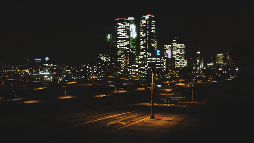 Noche, paisaje urbano, edificios, videojuegos, GTA V fondo de pantalla