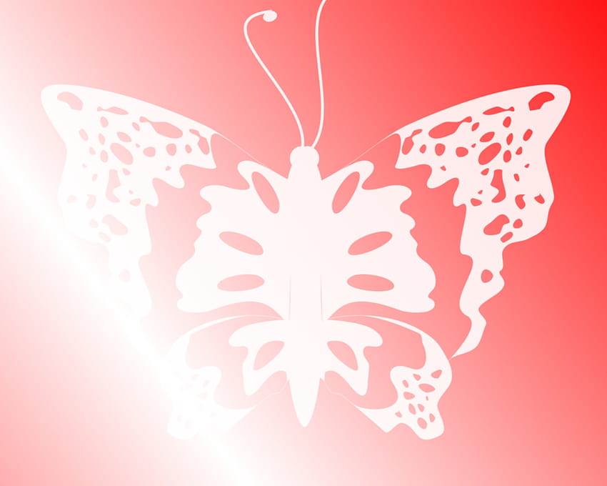 Butterfly - Vermelho, branco, simples, sombreado, cinza, borboleta papel de parede HD