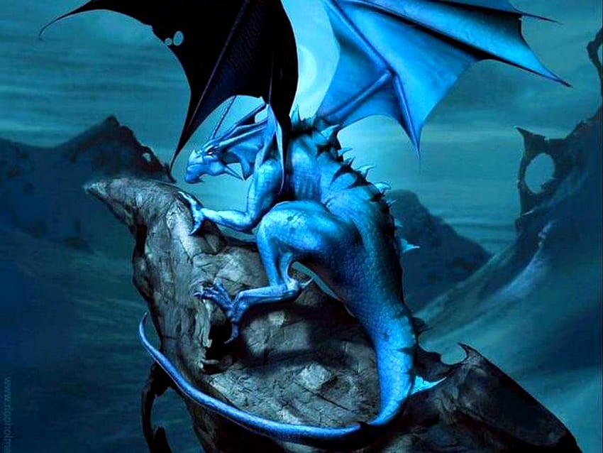Blue Dragon, blue, dragon, sky, mountain HD wallpaper