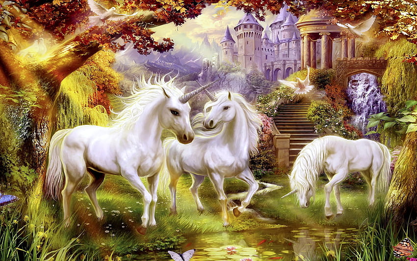 Fantasy art, unicorns, mythical creature, mane, painting, legendary creature • For You For & Mobile, Beautiful Mythical HD wallpaper