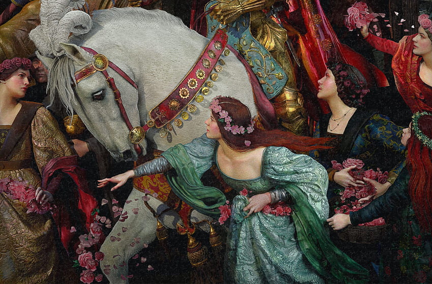Les deux couronnes (détail), cheval, fille, rootworkshop, art, fantasy Fond d'écran HD