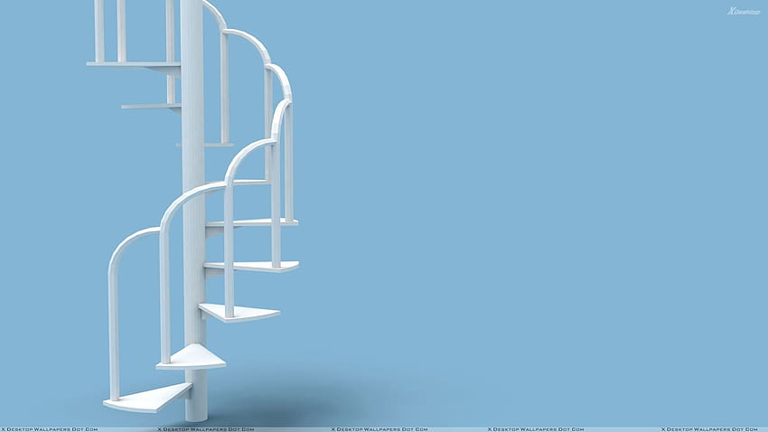 White Stairs With Blue Background HD wallpaper
