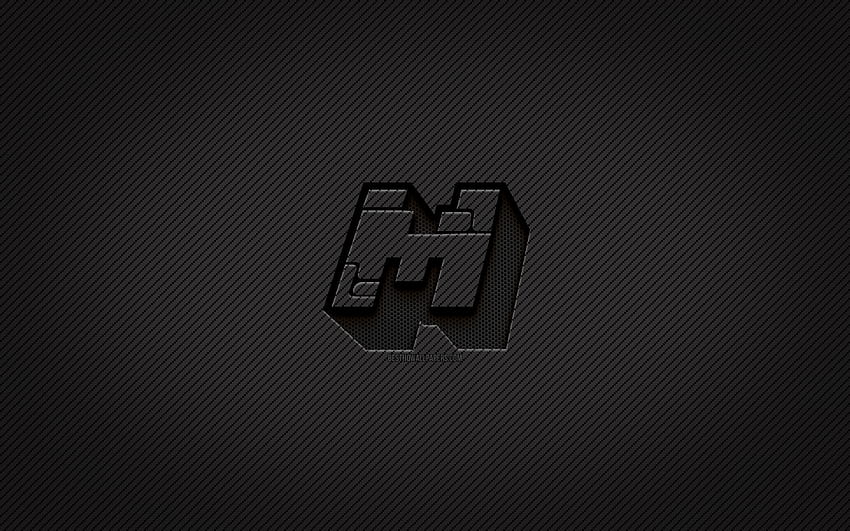 Logo karbon Minecraft,, seni grunge, latar belakang karbon, kreatif, logo hitam Minecraft, game online, logo Minecraft, Minecraft Wallpaper HD